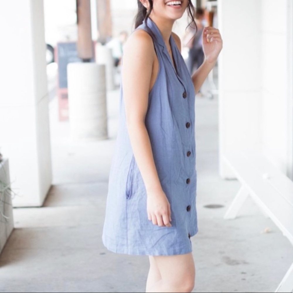 Urban Outfitters Blue Chambray Button Shirt Dress